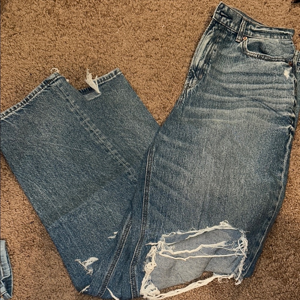 Distressed Blue Jeans